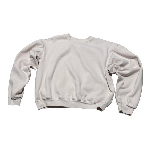 SKIMS Tops - SKIMS Women's Pink Cotton Blend Crewneck Sweatshirt Pink Sleeve Cuff Logo Sz LG